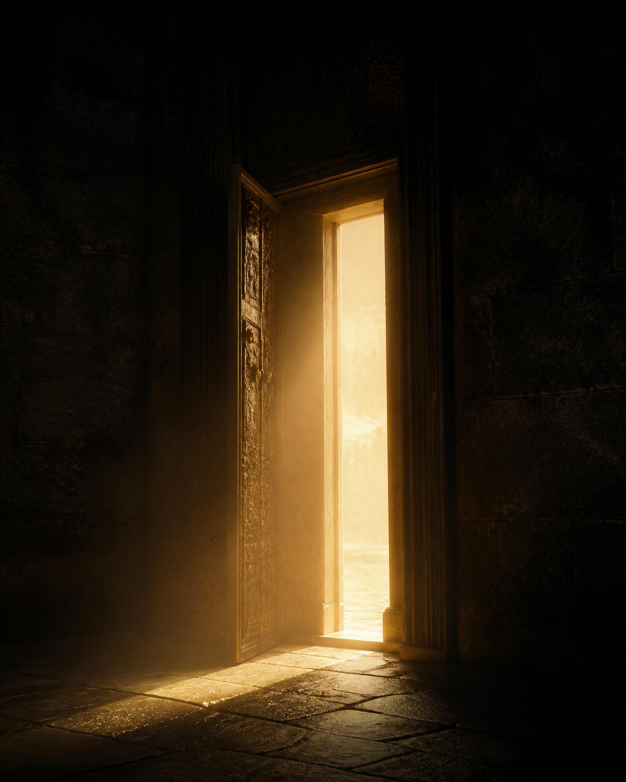 UNLTD FAITH Chapter I: Armor of God — cinematic doorway emitting warm golden light
